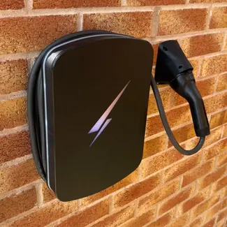 ohme home ev charger installed under light