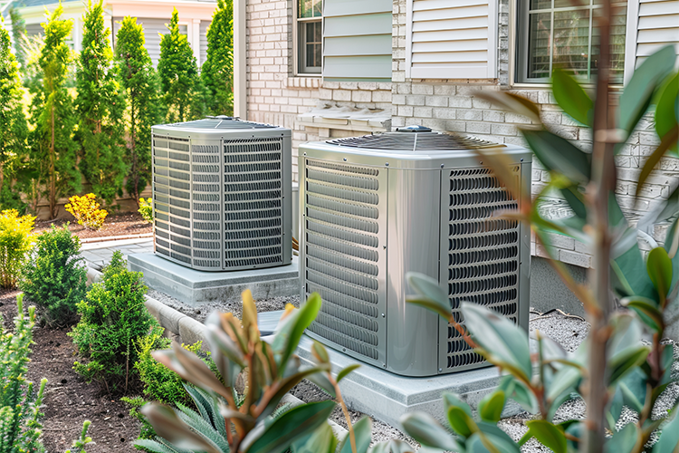Dual HVAC units outside of a home