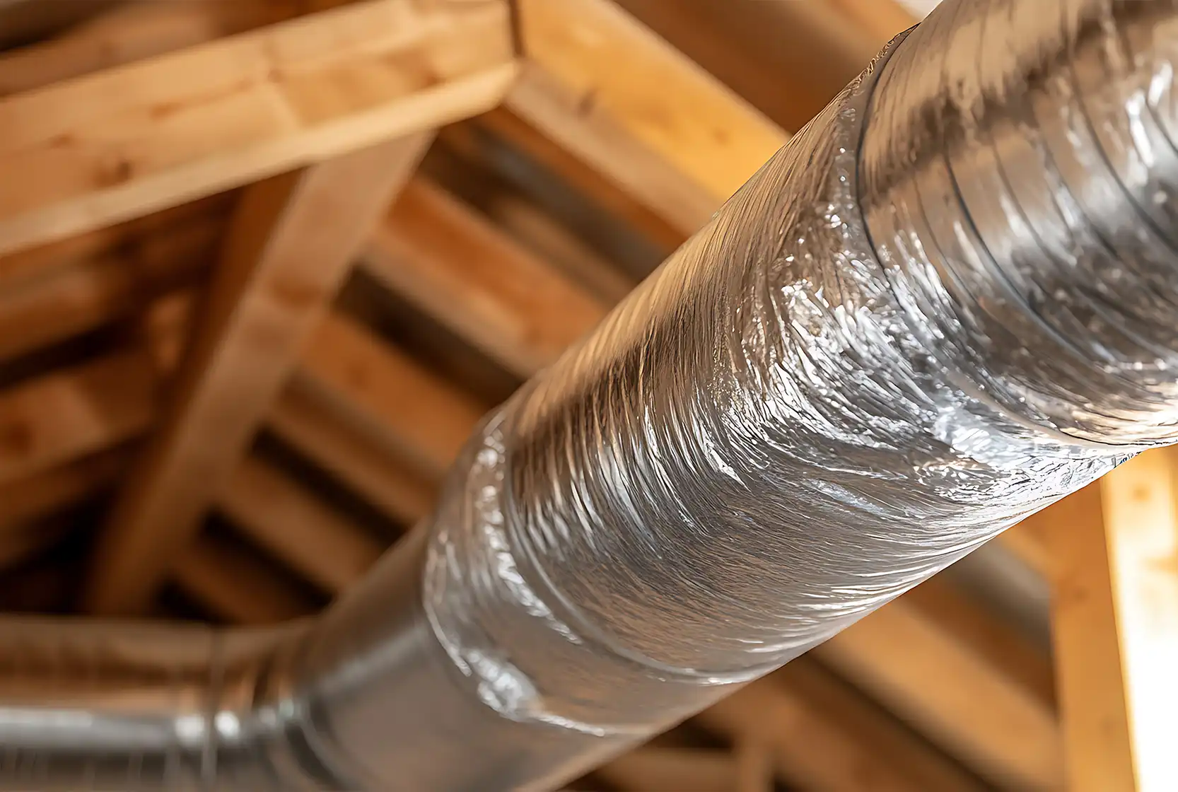 Air duct in a home attic