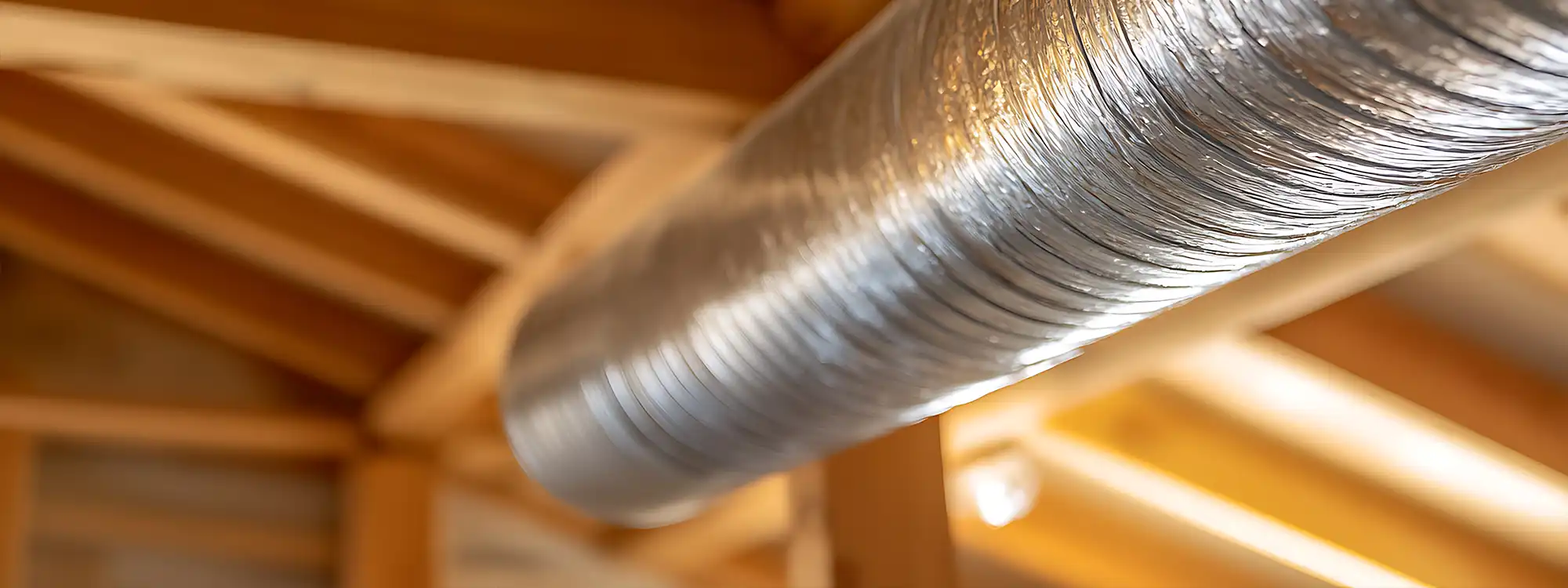 Residential air duct in the attic of a home