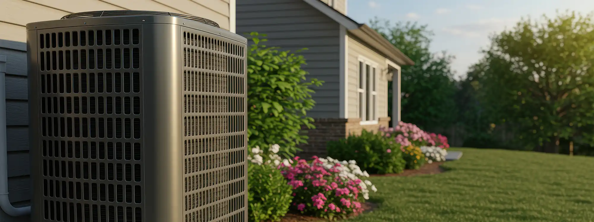 A residential HVAC unit outside of a home