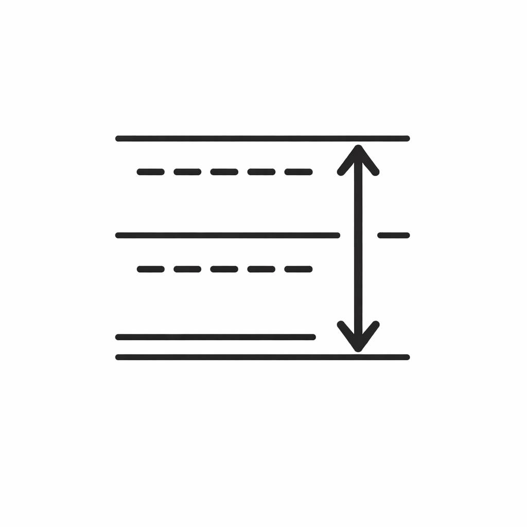 Icon showing line height and spacing with an arrow indicating vertical distance between lines of text.