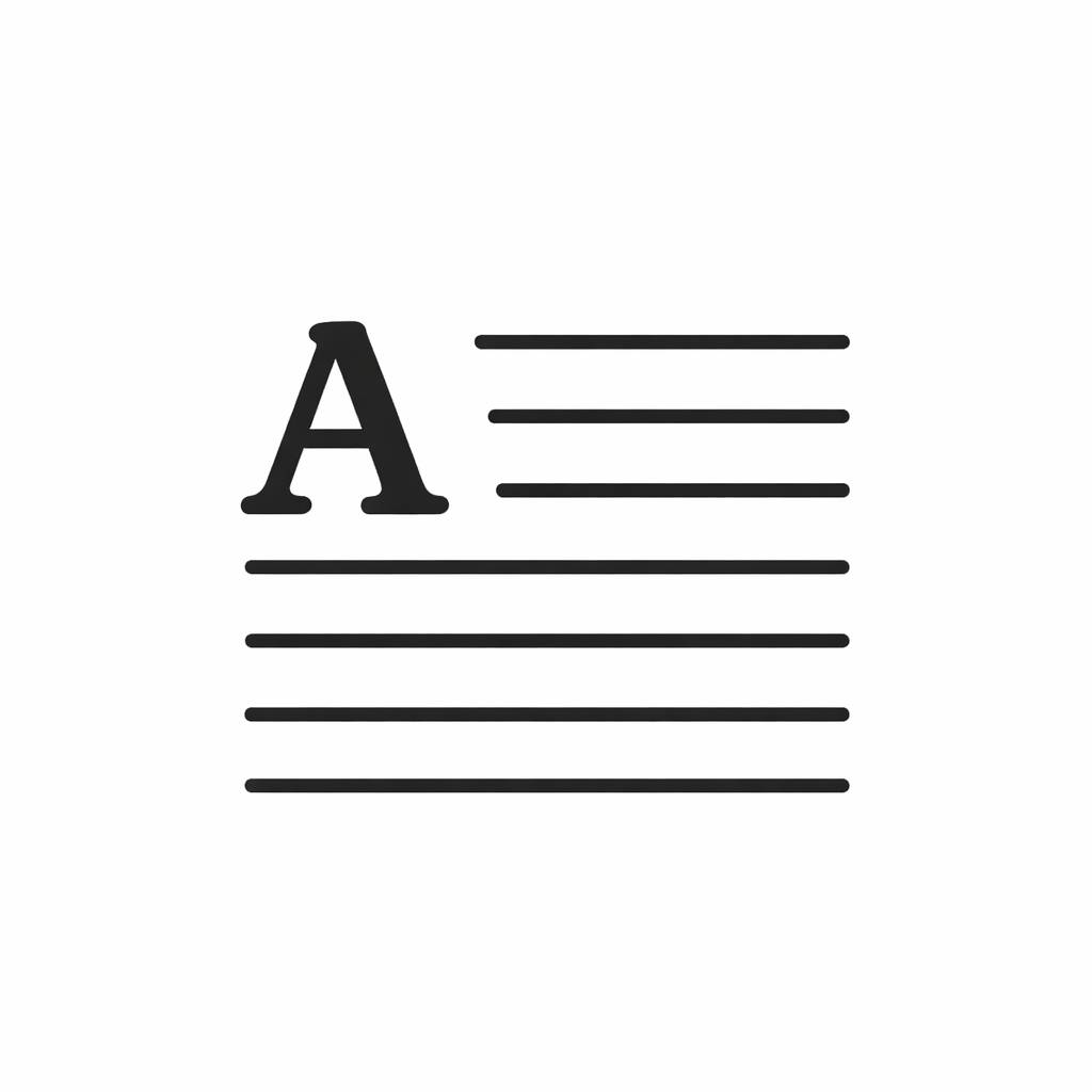 Icon of a capital letter A with horizontal lines to the right and below, representing text or typography.