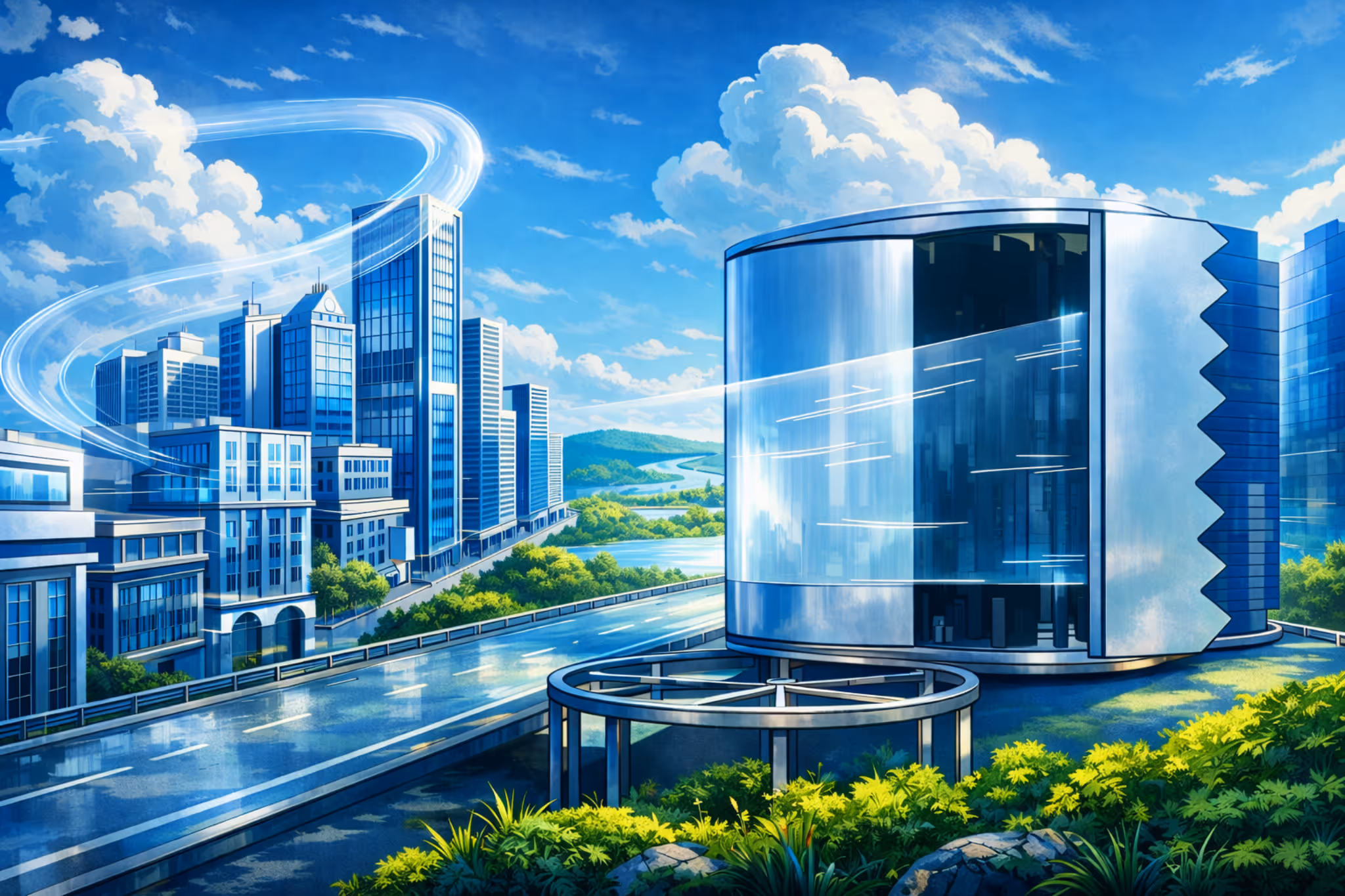 Illustration of wind entering the WWIE Jet Engine Turbine on a roof