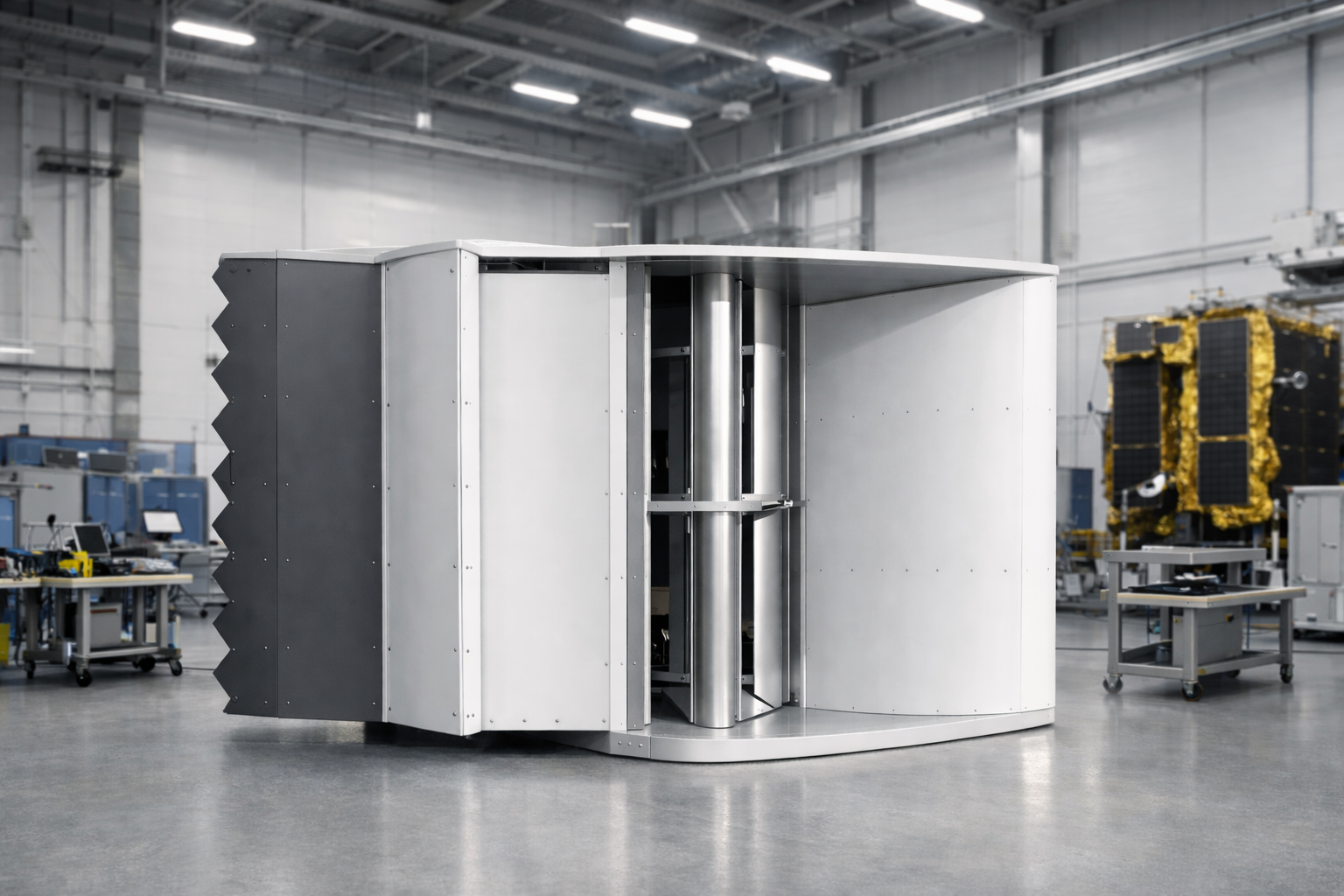 photo of turbine in factory warehouse