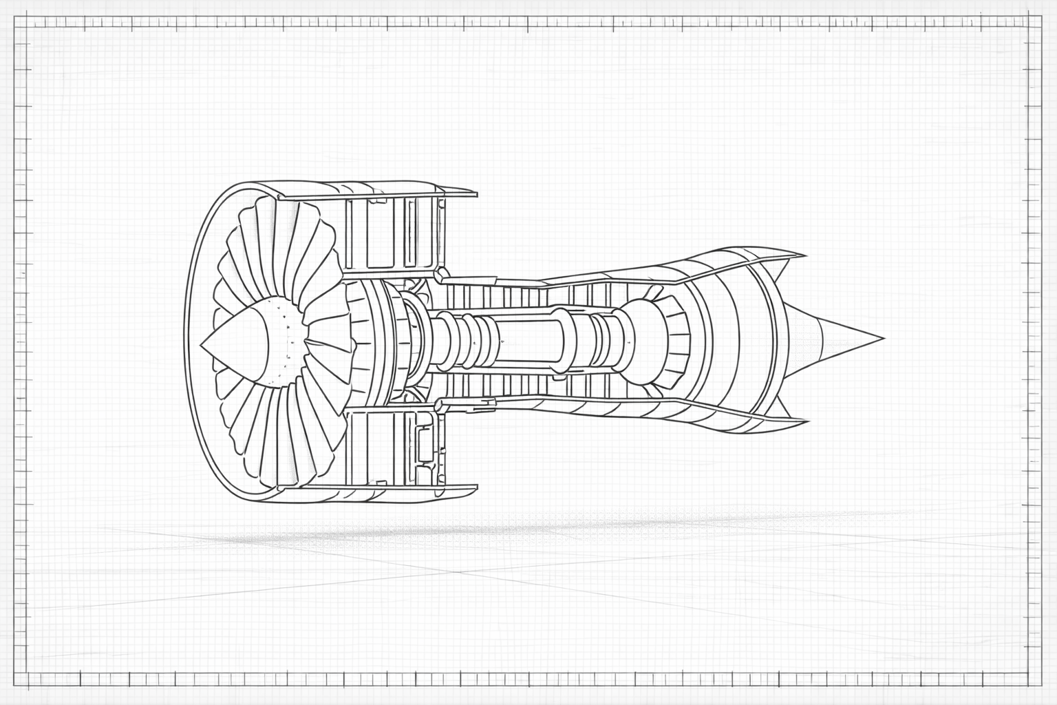 jet turbine engine blueprint