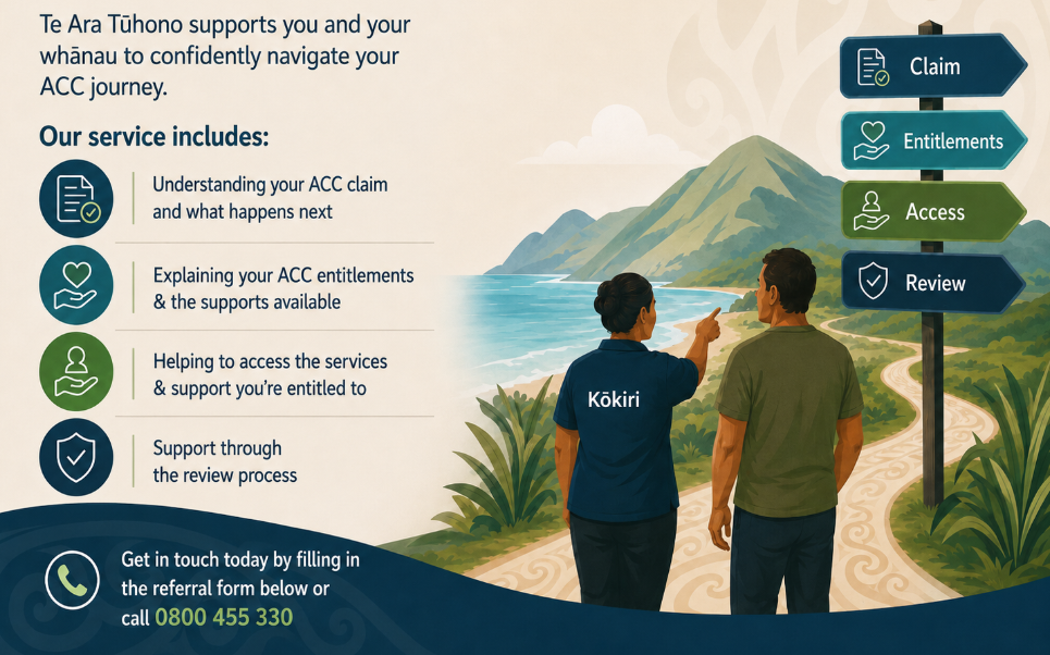 We can help you: Understand your ACC claim and what happens next. Learn about your ACC entitlements and the support available to you. Understand your rights throughout the ACC process. Navigate the ACC system with guidance from our experienced kaiārahi. Access the services and support you're entitled to without the