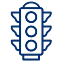 Blue bar chart with five bars of varying heights and an arrow pointing right at the end of the horizontal axis.
