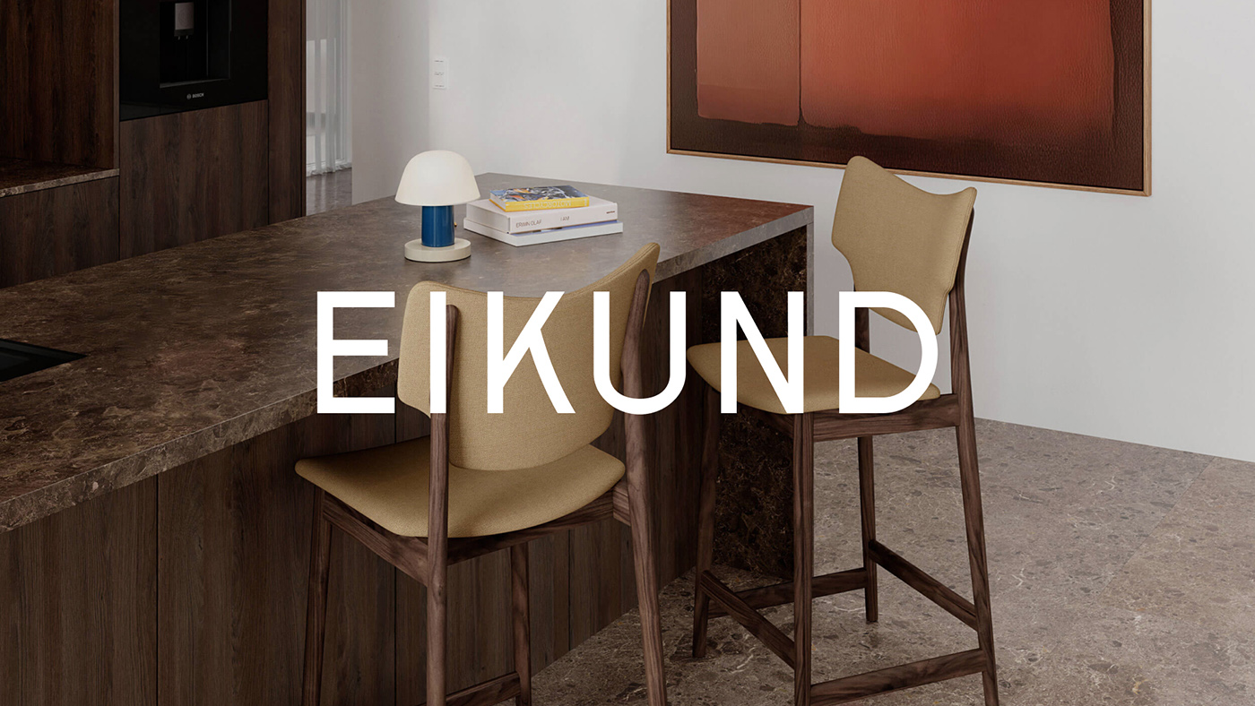 Eiklund logo med interiørbakgrunn