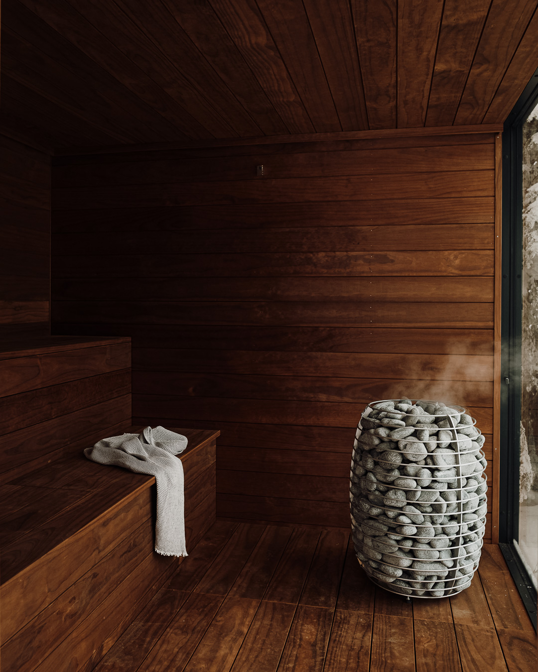 Interiøret til en badstue