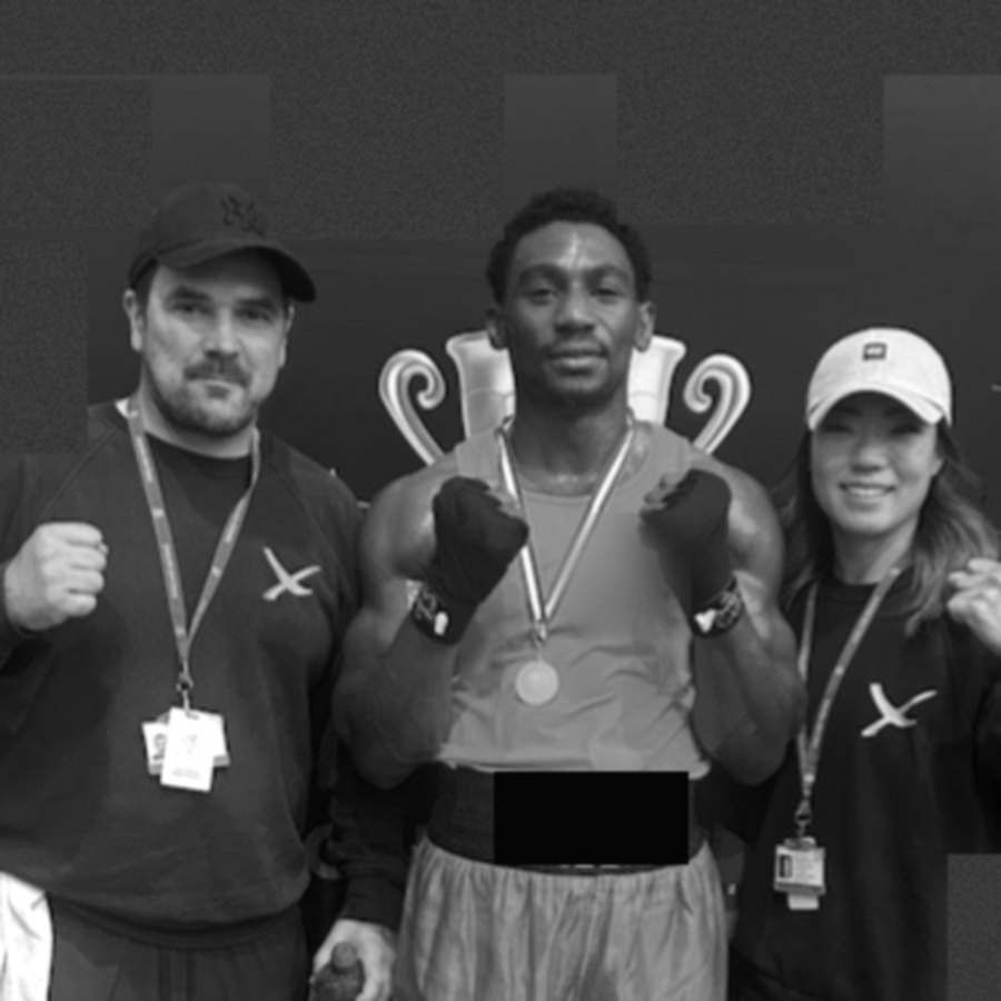 Post-fight with the corner team
