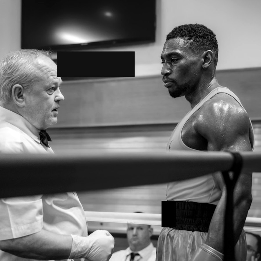 In the ring during a competitive bout