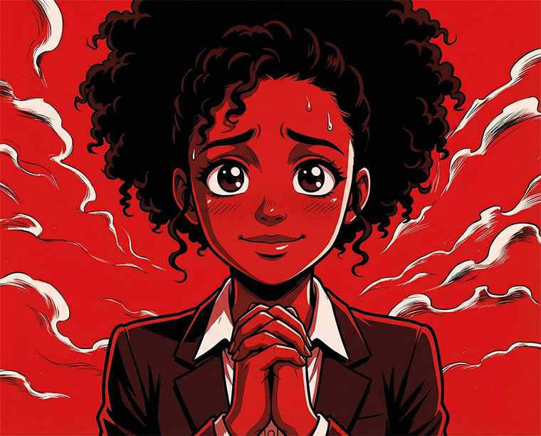 Illustration of an anxious anthropomorphic antelope in a suit sweating and talking on two phones with smoke coming out of its mouth.