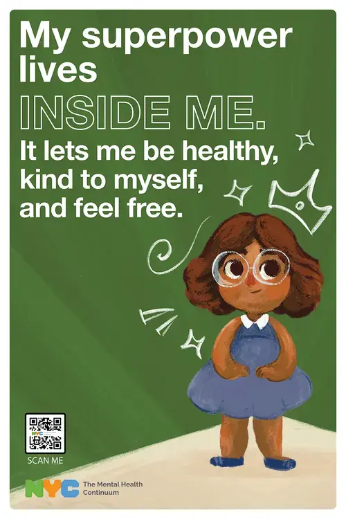 NYC Mental Health Continuum poster promoting inner strength in children