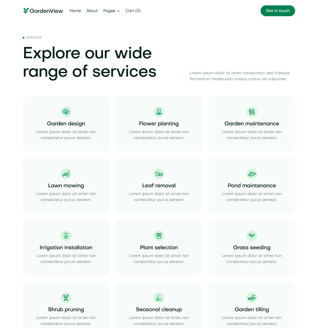 GardenView - Services Page - Landscaper Webflow Template | BRIX Templates