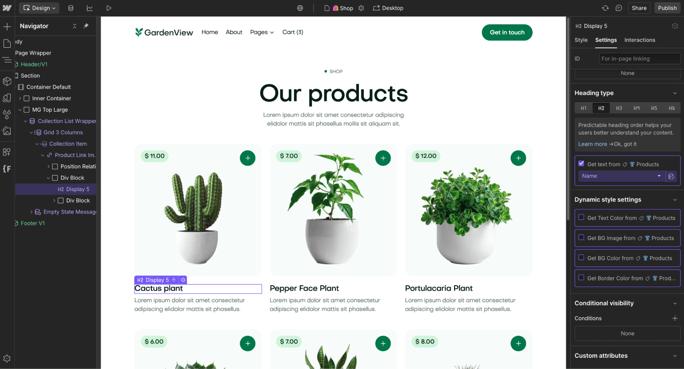 eCommerce Content - GardenView Webflow Template | BRIX Templates