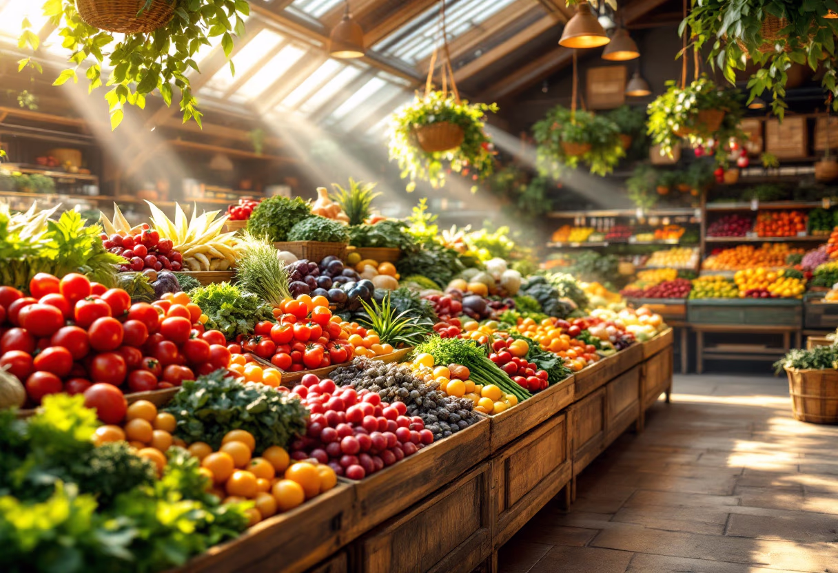 image of organic food section (for a grocery store)