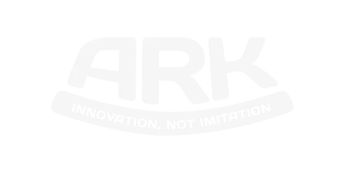 ARK logo in white on black background, "Innovation, not imitation" tagline. Australian design.