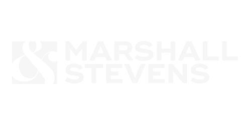 Marshall & Stevens logo in white text on black background, business branding.