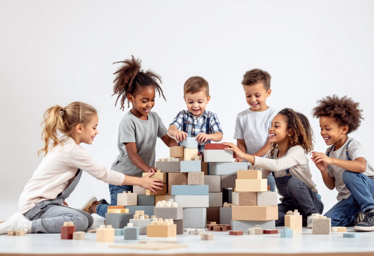 image of children building blocks in a daycare