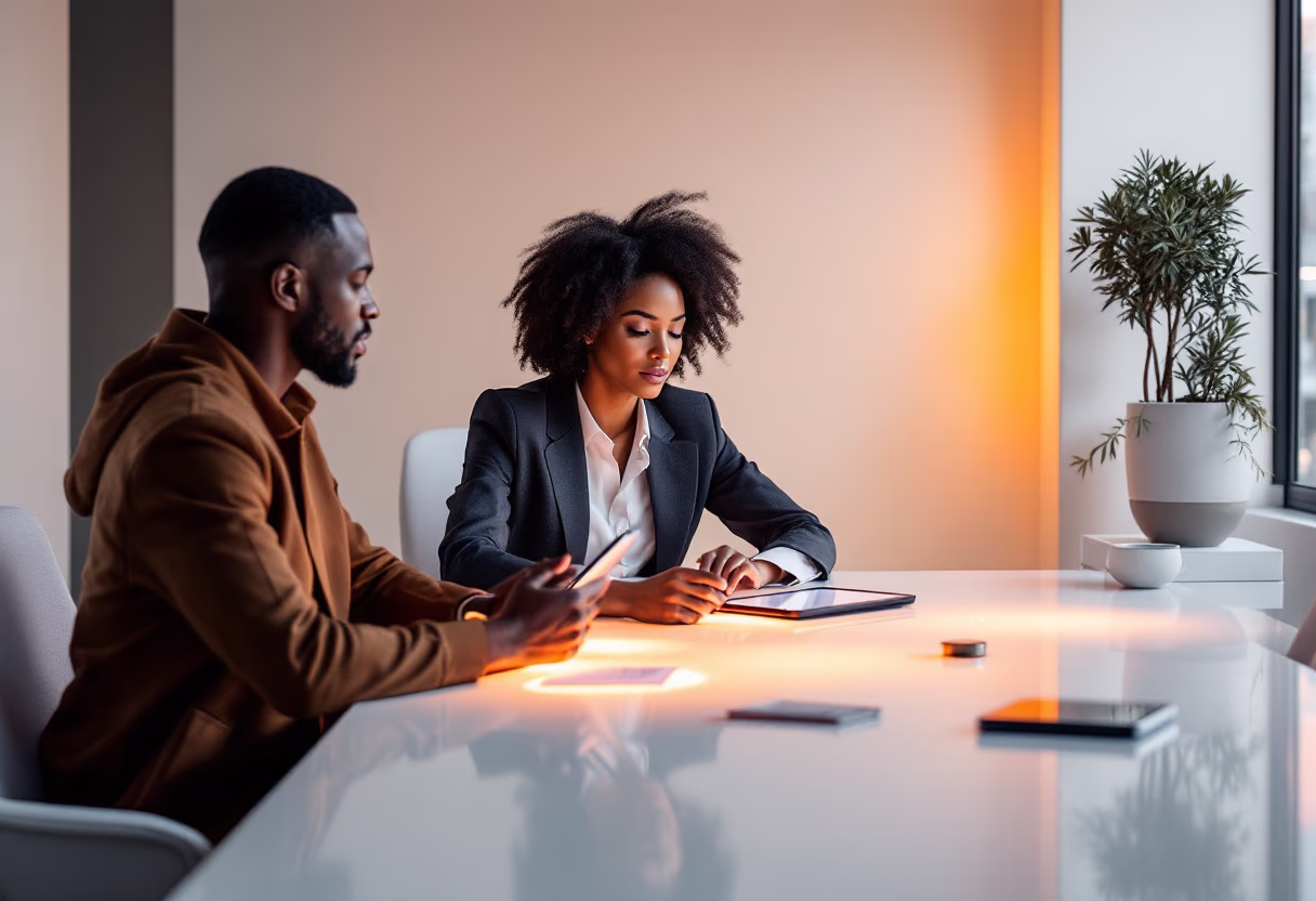 image of a client consultation in a futuristic setting