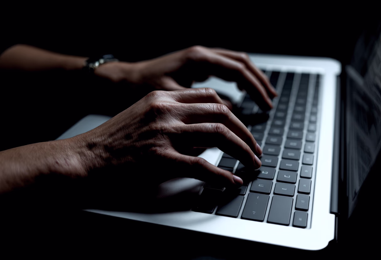 image of writing an email in a pr firm