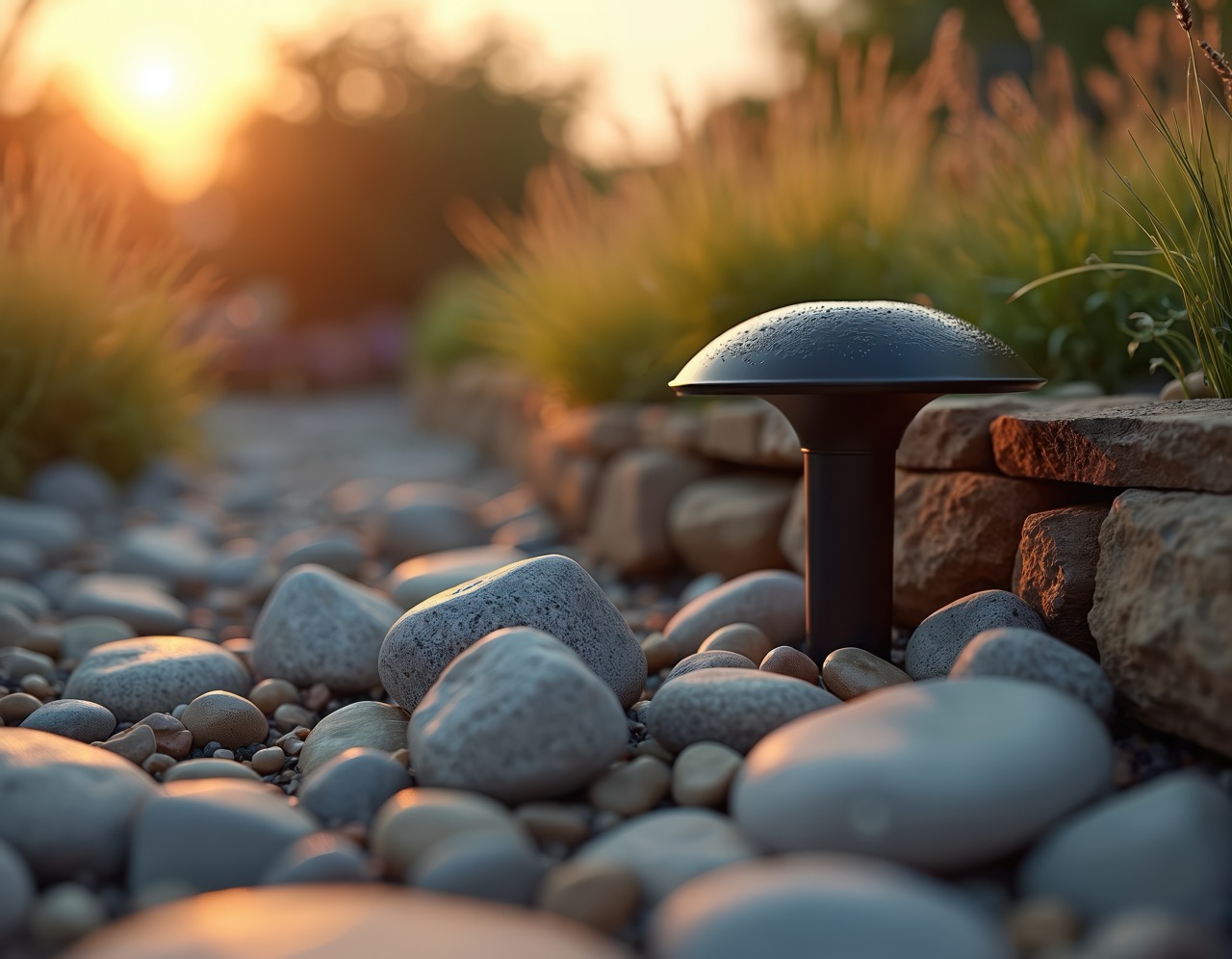 Outdoor speaker system installed in backyard landscaping