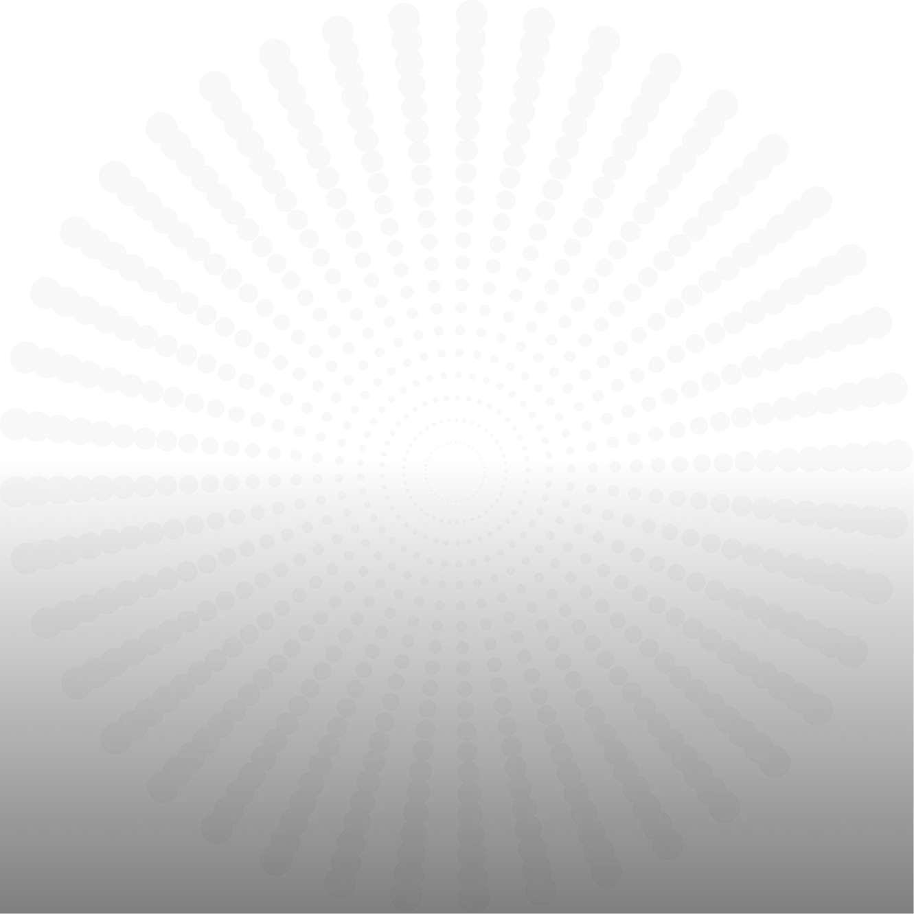 Gray circular dot pattern radiating outward on a black background with a mirrored reflection below.