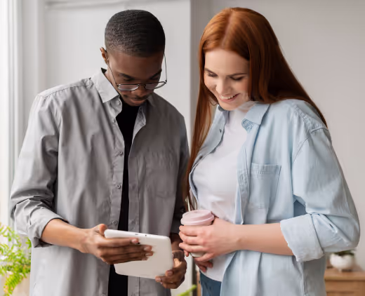 couple looking at results