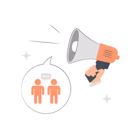 Megaphone and speech bubble illustration