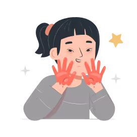 Girl with paint on hands illustration