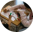 Children drawing with crayons