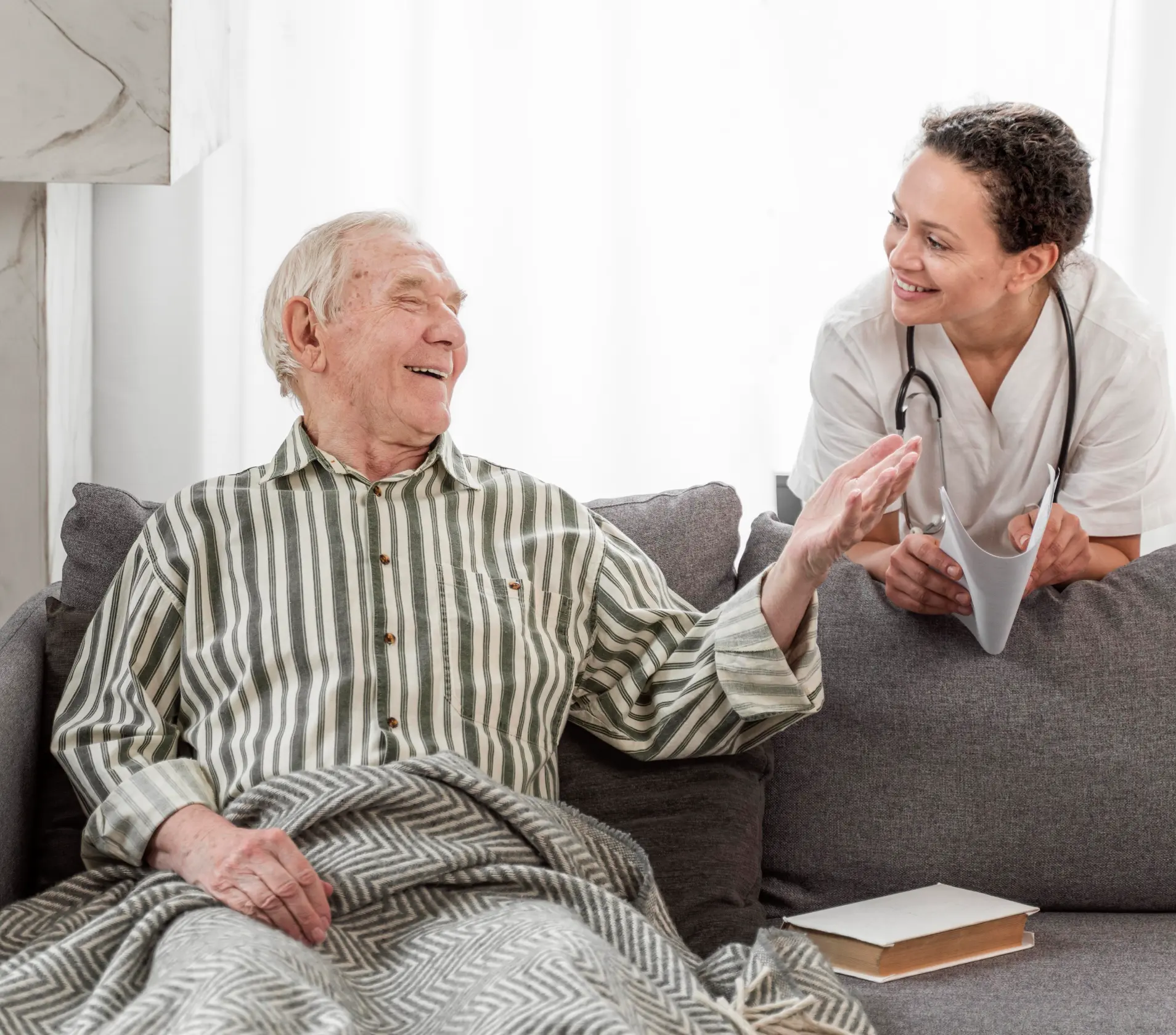 Home care doctor with elder patient
