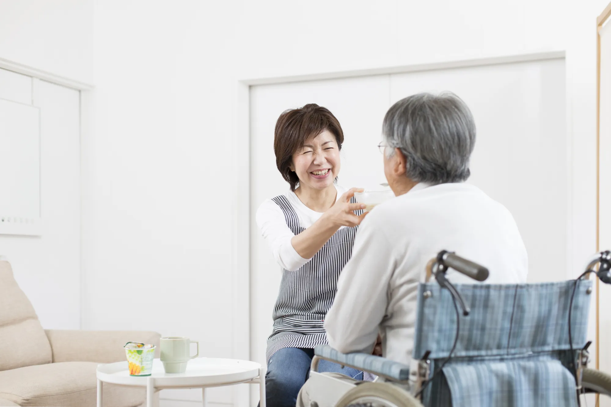 home care woman feeding elder woman