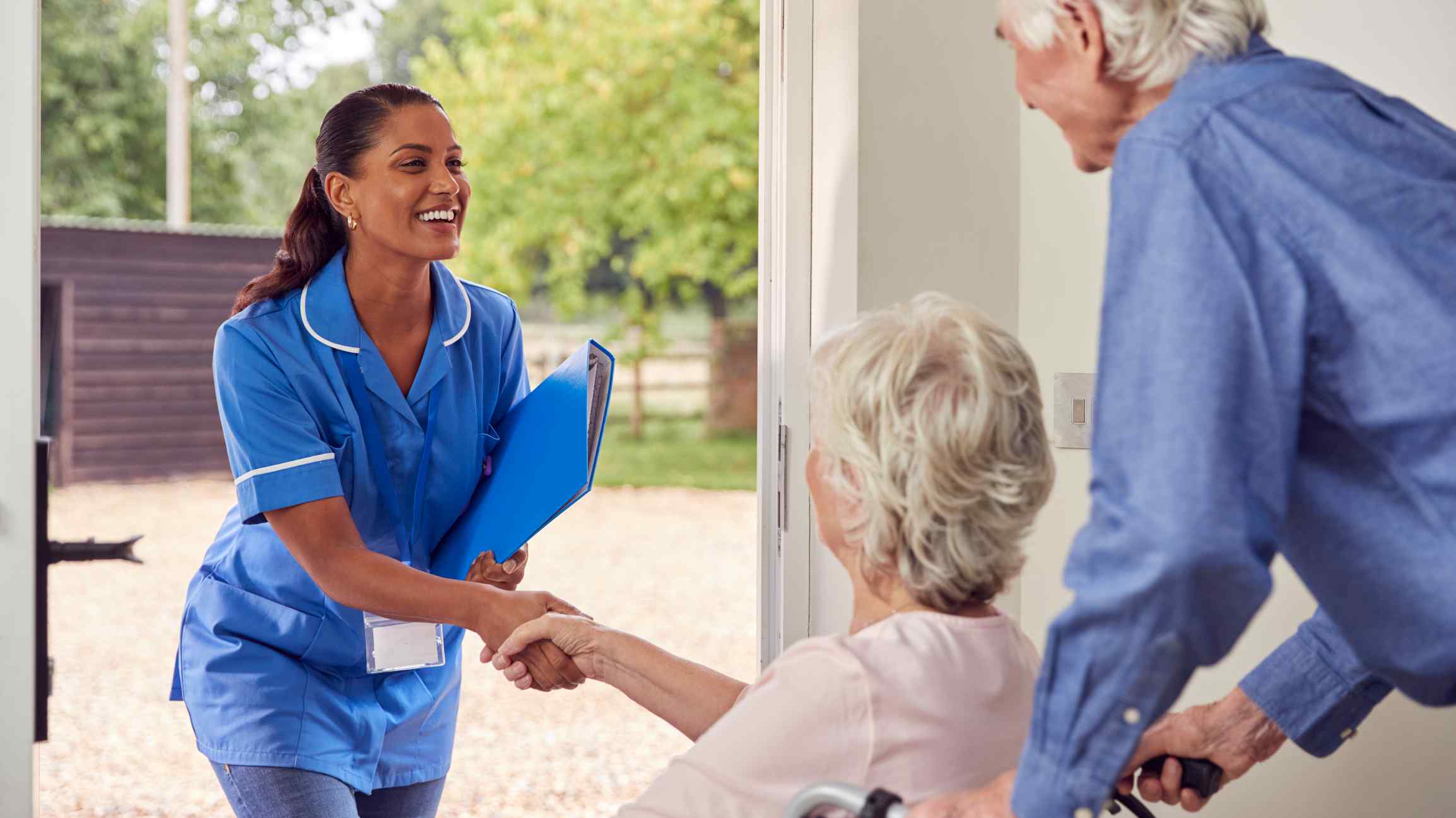 home care team with elders
