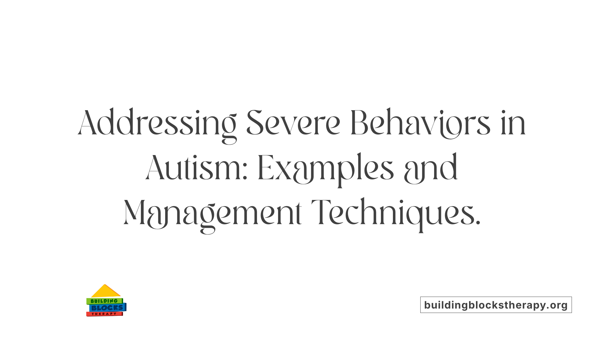 Addressing Severe Behaviors in Autism: Examples and Management Techniques.