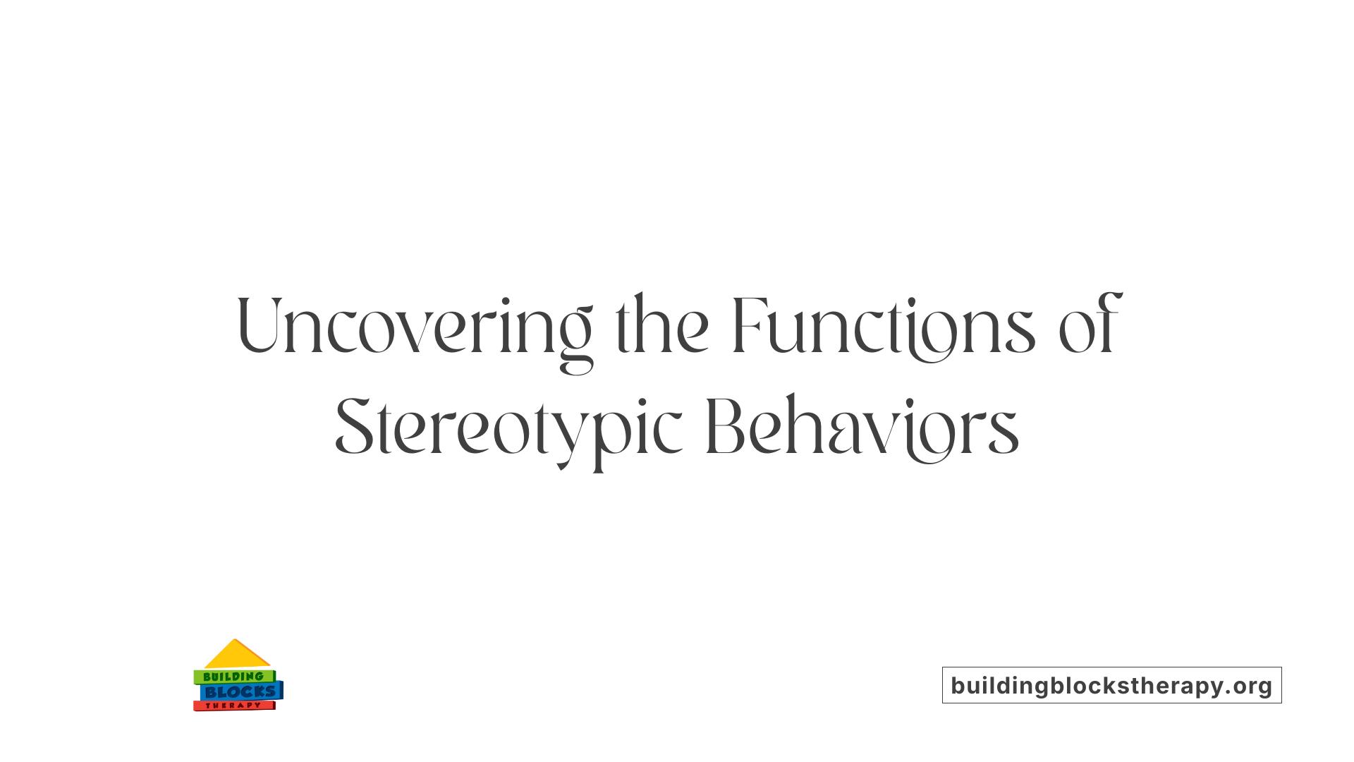 Uncovering the Functions of Stereotypic Behaviors
