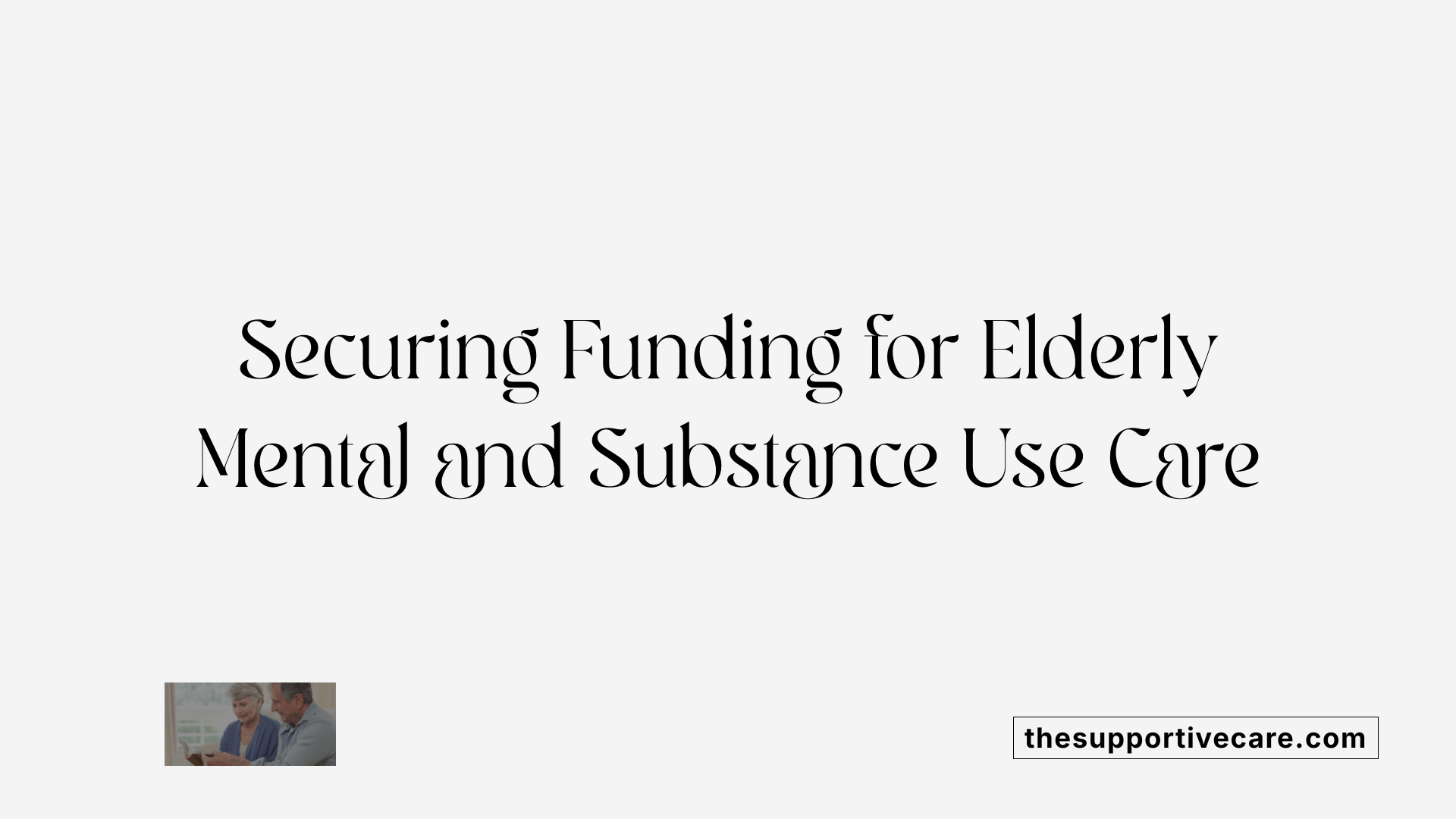 Securing Funding for Elderly Mental and Substance Use Care