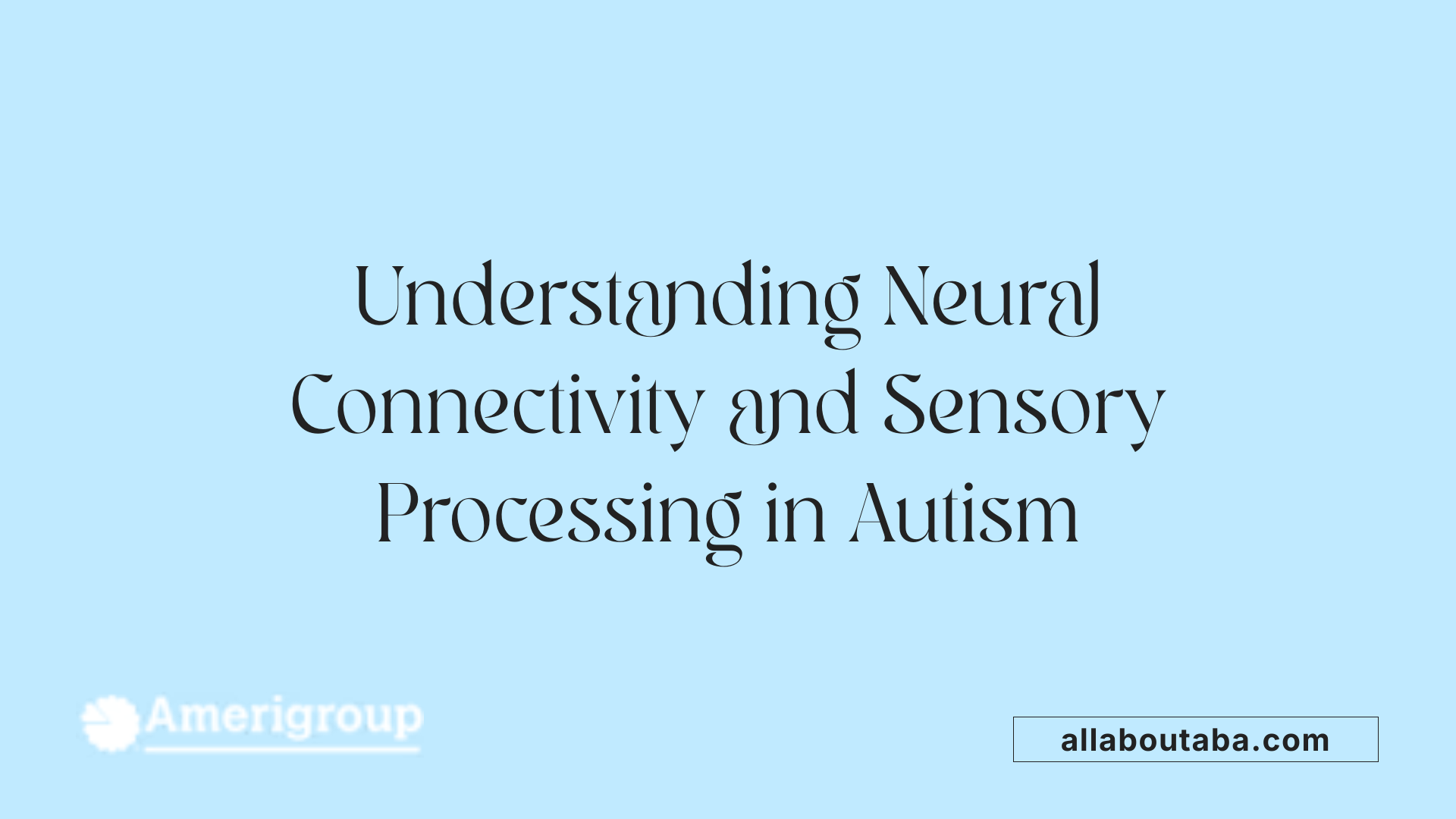 Understanding Neural Connectivity and Sensory Processing in Autism