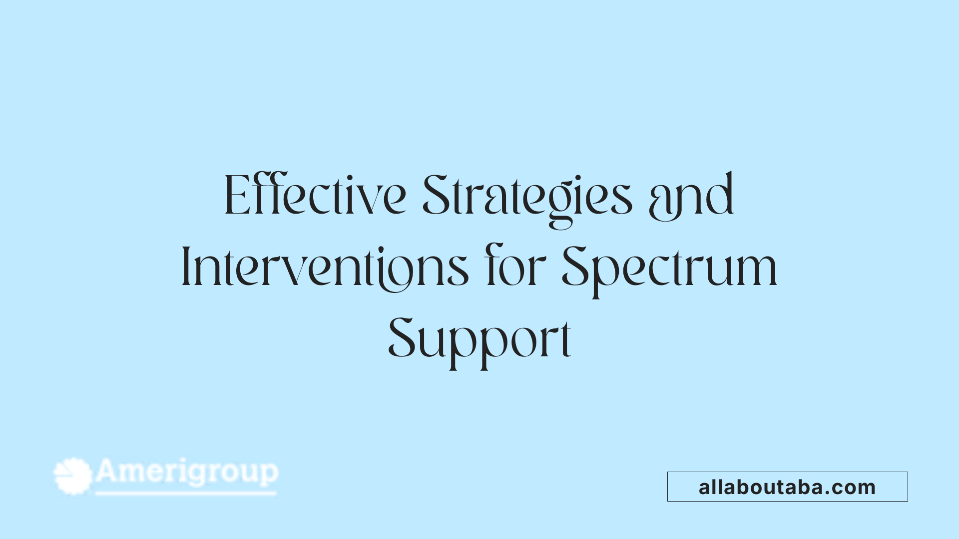 Effective Strategies and Interventions for Spectrum Support