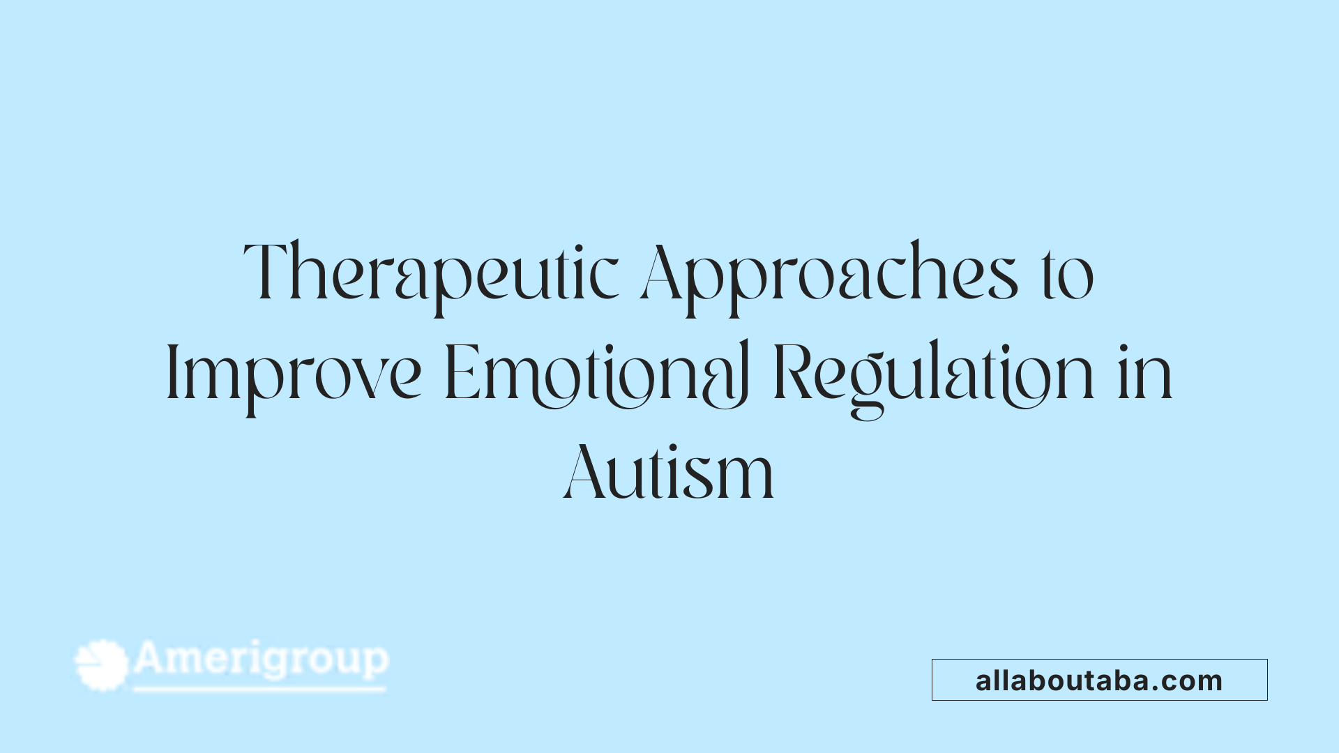 Therapeutic Approaches to Improve Emotional Regulation in Autism