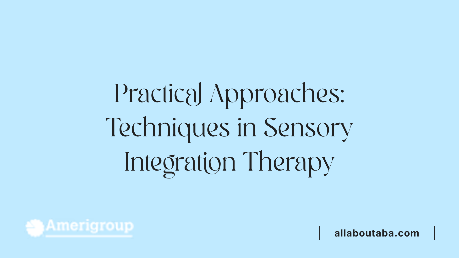 Practical Approaches: Techniques in Sensory Integration Therapy