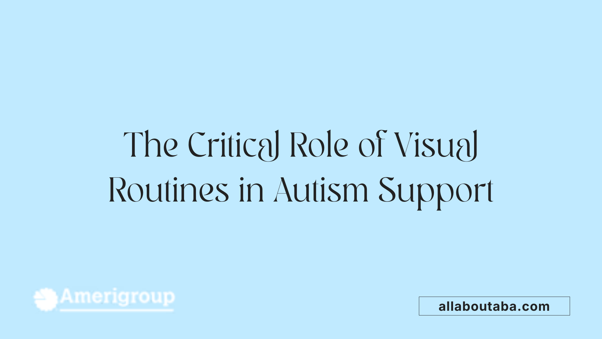 The Critical Role of Visual Routines in Autism Support