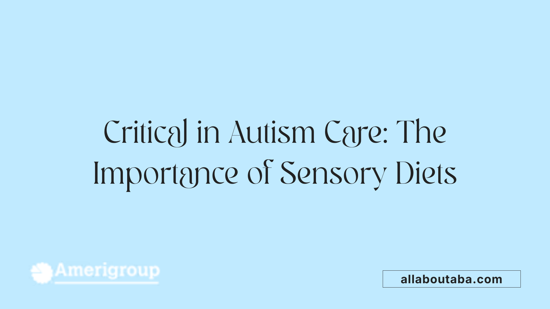 Critical in Autism Care: The Importance of Sensory Diets