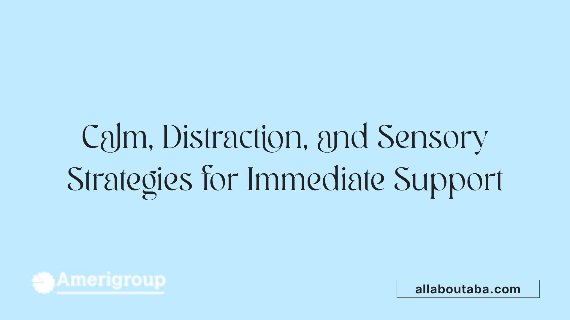 Calm, Distraction, and Sensory Strategies for Immediate Support