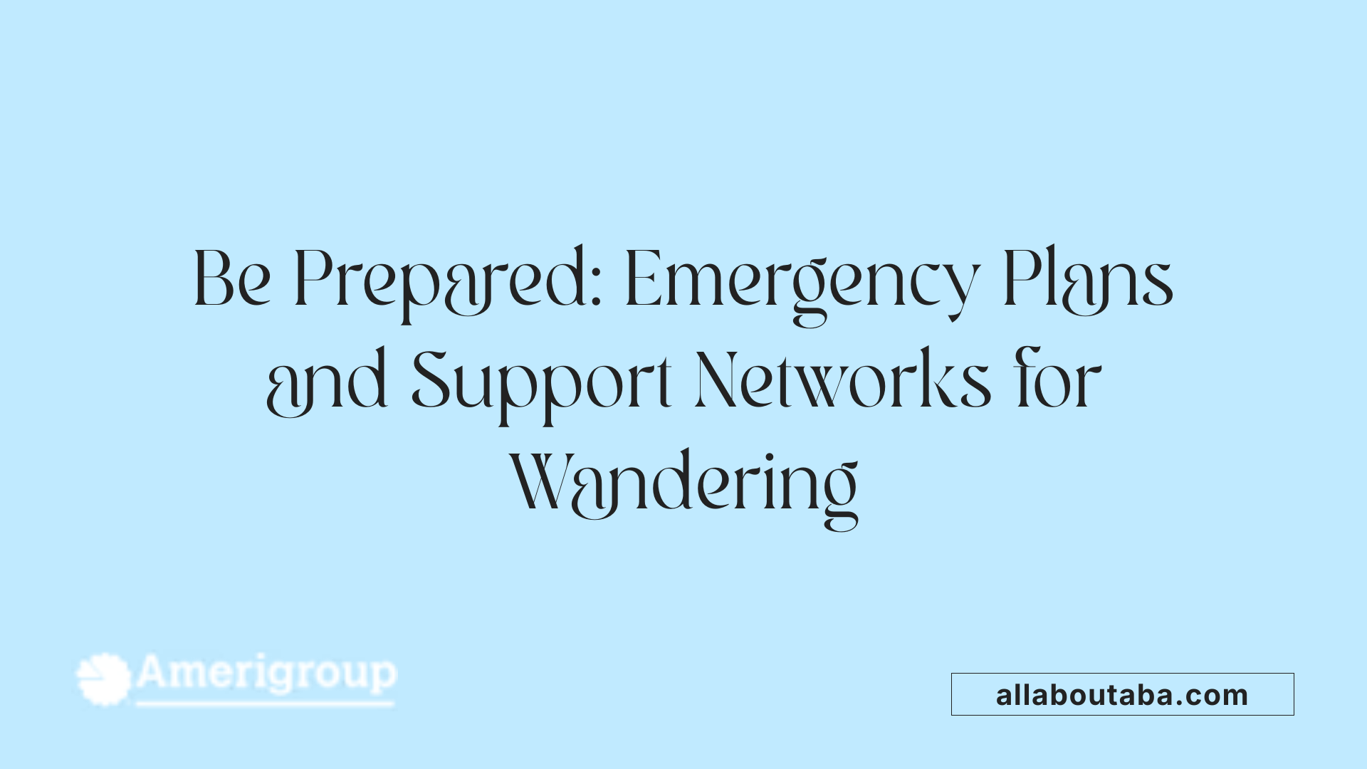 Be Prepared: Emergency Plans and Support Networks for Wandering