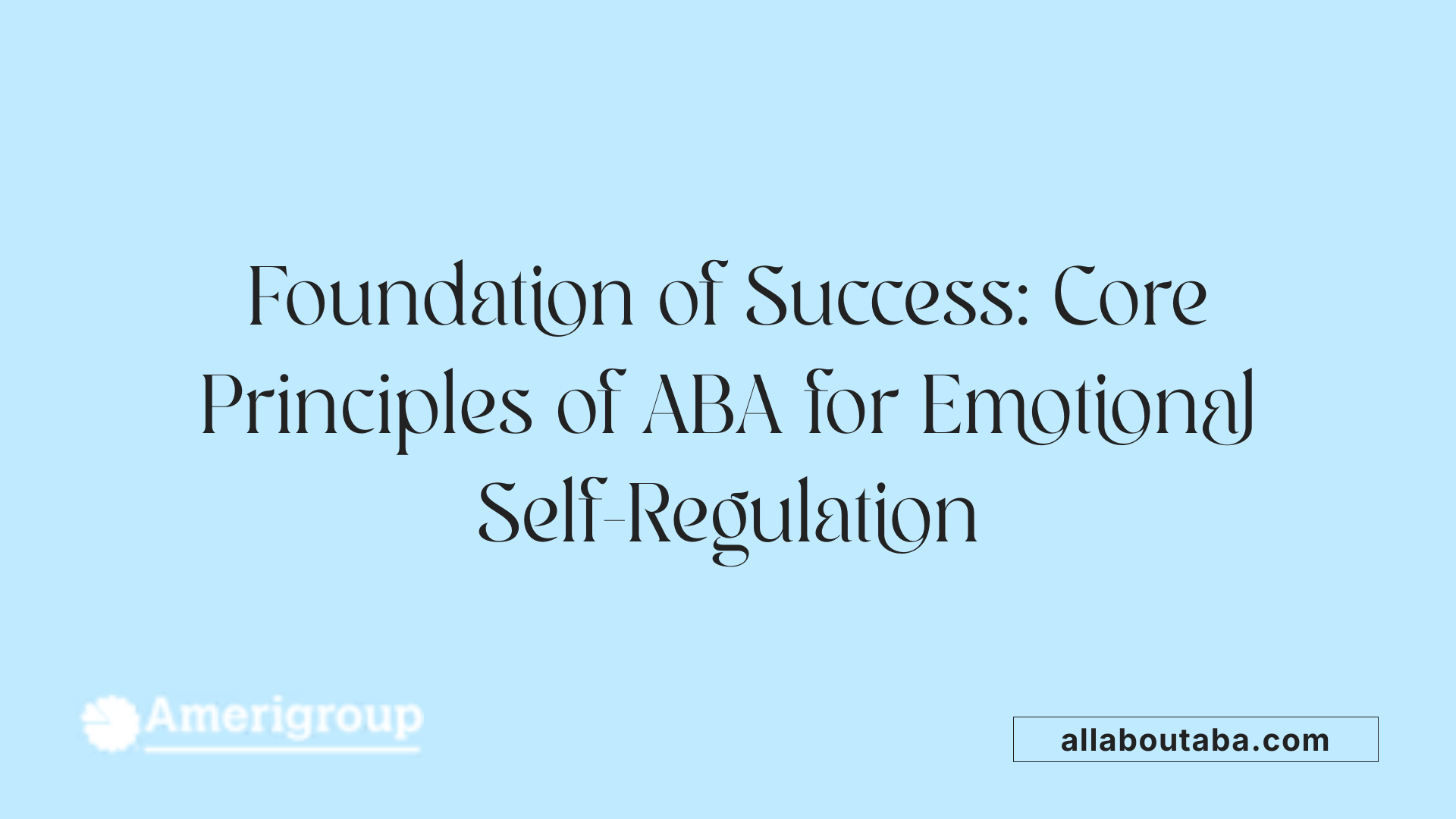 Foundation of Success: Core Principles of ABA for Emotional Self-Regulation