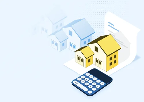 house contract and calculator on one background