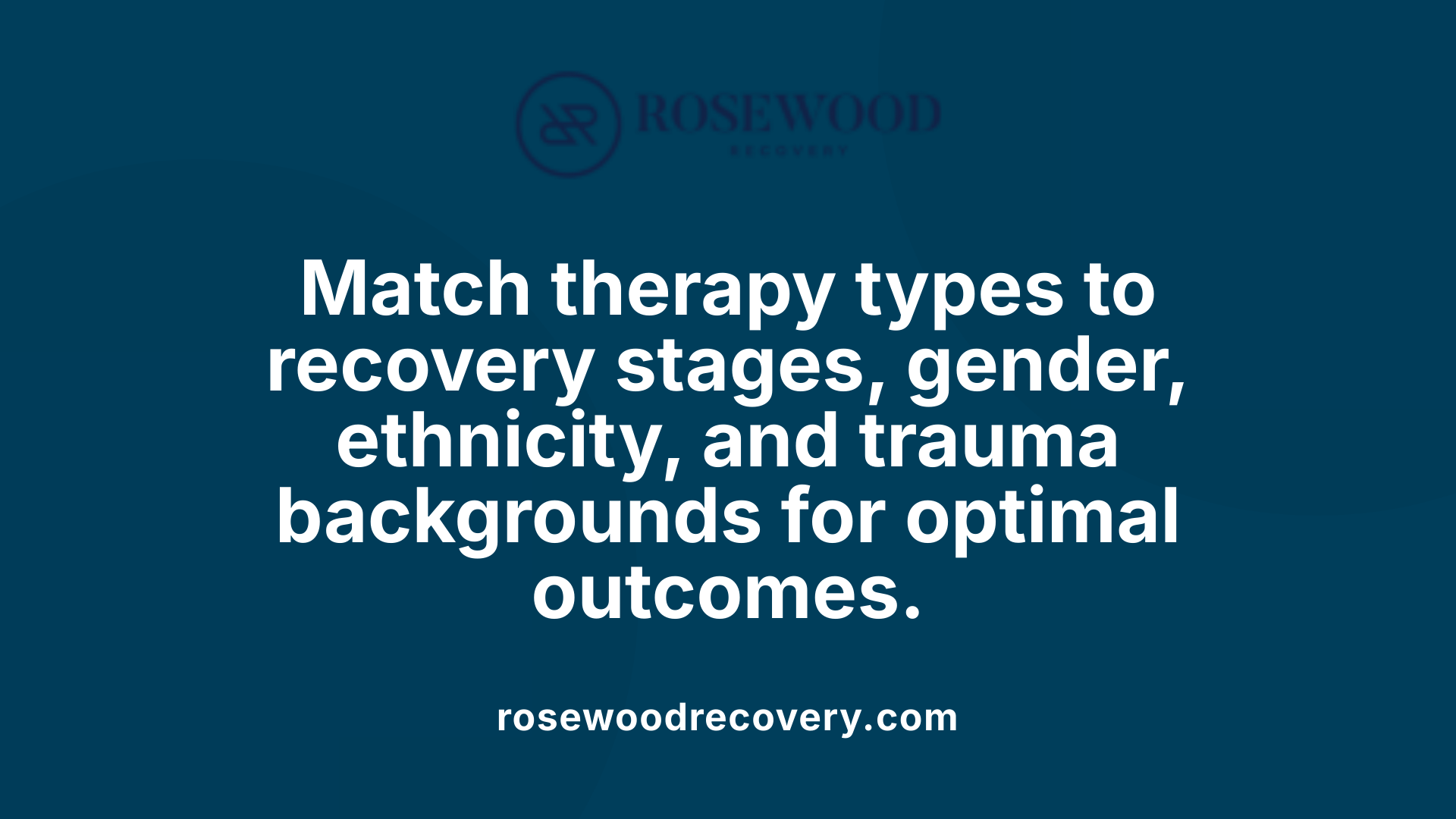 Match therapy types to recovery stages, gender, ethnicity, and trauma backgrounds for optimal outcomes.