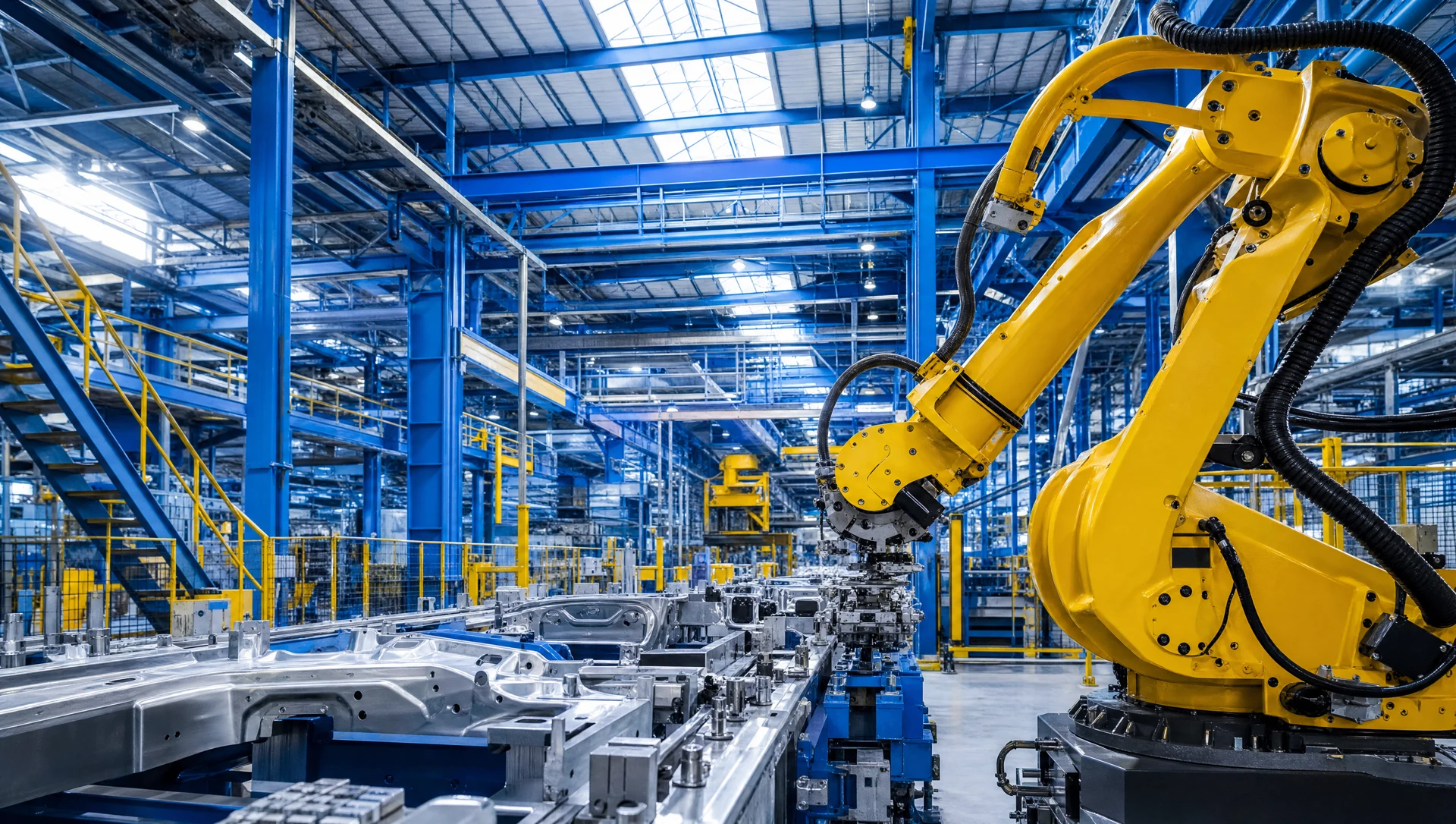 Illustrative production line showing organised manufacturing operations